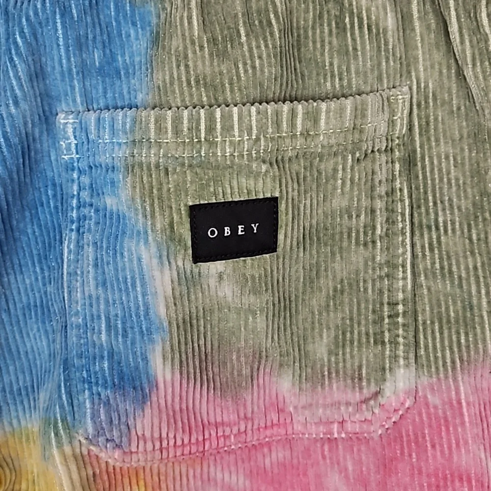 Obey Splash Corduroy Pants Multicolor Pink Blue Yellow Green - Picture 4 of 10